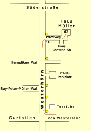 Anfahrtskizze zum Gästehaus Müller